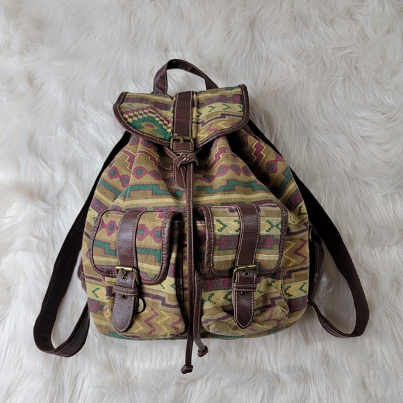 None Handbags - Aztec Tribal Print Rucksack Backpack